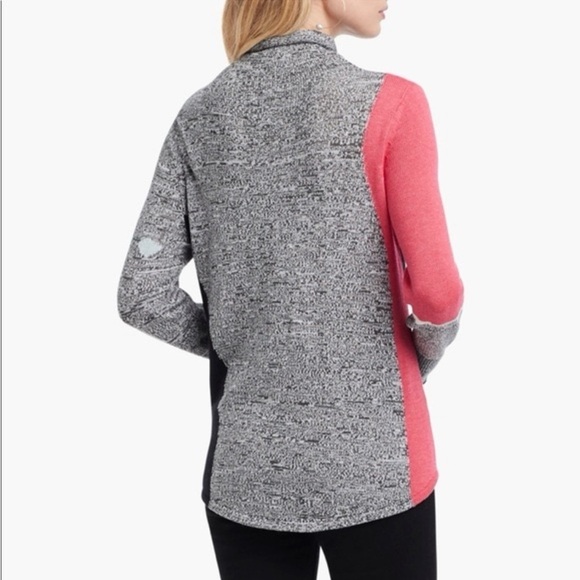 Nic + Zoe Petite Turtleneck Gray Black Pink Abstract Intarsia Sweater Small - Picture 3 of 11